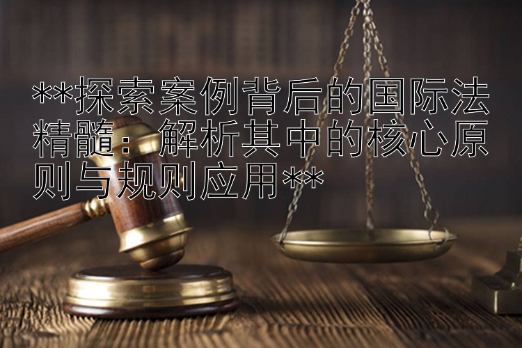 探索案例背后的国际法精髓：解析其中的核心原则与规则应用