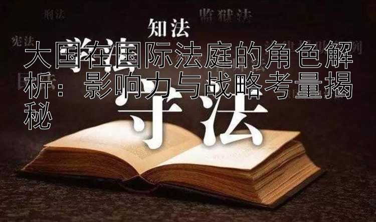 大国在国际法庭的角色解析：影响力与战略考量揭秘