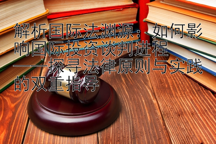 解析国际法渊源：如何影响国际投资谈判进程  
——探寻法律原则与实践的双重指导