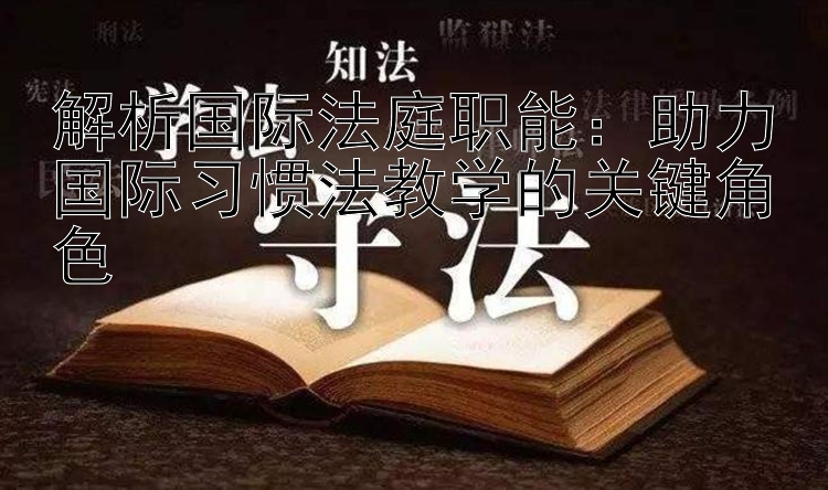 解析国际法庭职能：助力国际习惯法教学的关键角色